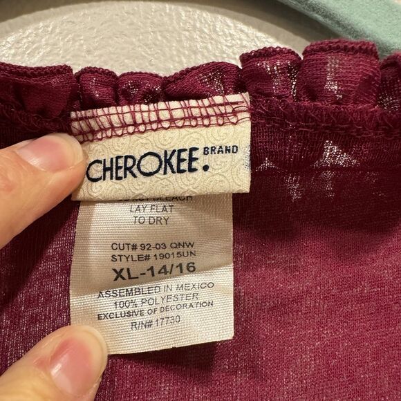 VTG Tie Front Top Sheer Ruffle Bell Sleeve Burgundy Fairy Y2K Coquette Women M - Picture 3 of 9